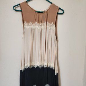 Tan, black and white boutique dress
